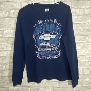 GM Navy Blue Chevrolet Men's long sleeve thermal t shirt size medium
